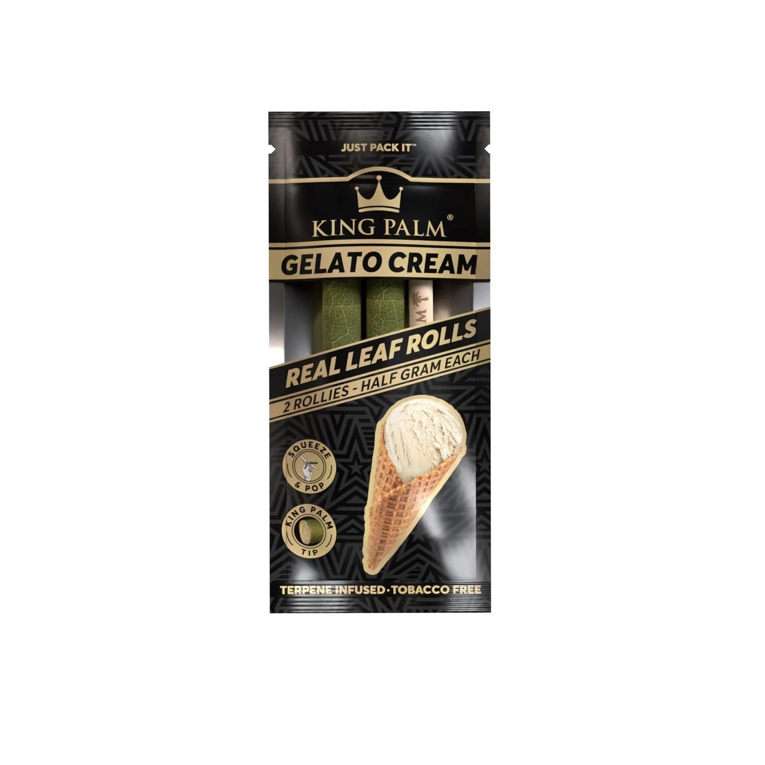 King Palm Rollies Gelato Cream Real Leaf Rolls – 2er Pack terpene-infused Blattröhrchen à 0,5g, tabakfrei